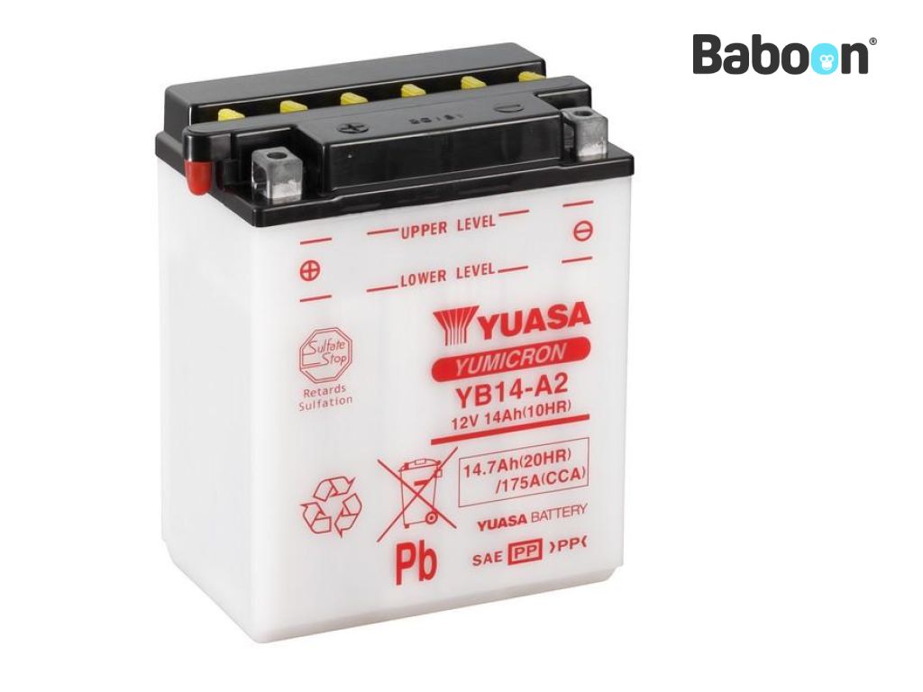 Yuasa Accu Conventioneel YB14-A2 zonder accuzuur pakket 