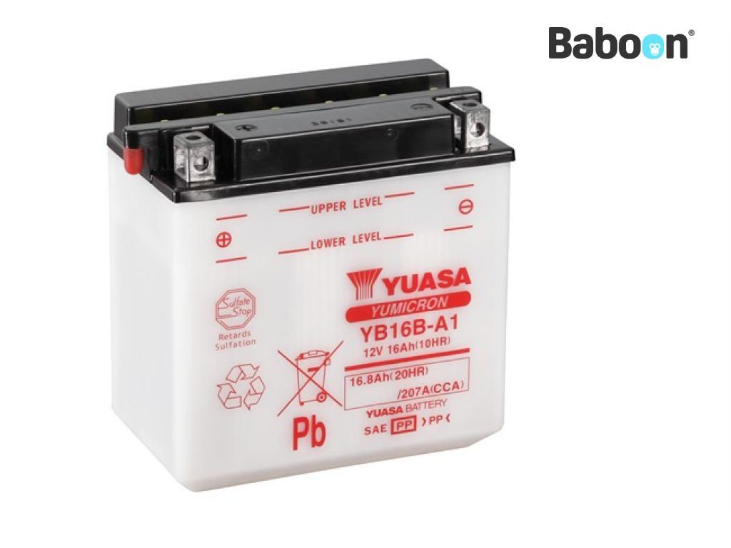 Yuasa μπαταρία συμβατικό YB16B-A1 χωρίς πακέτο οξέος μπαταρίας