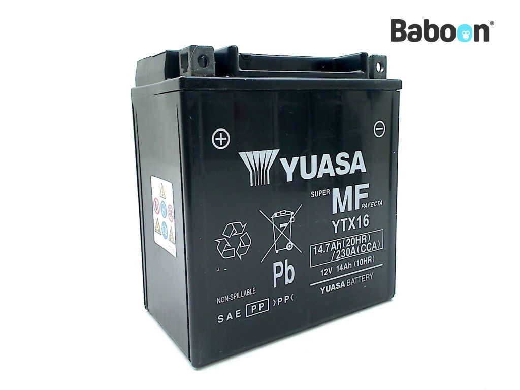 Yuasa-Batterie AGM YTX16, wartungsfrei, werkseitig aktiviert