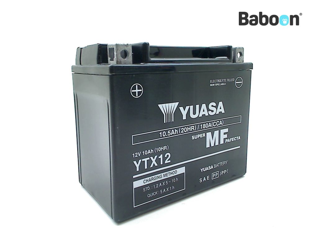 Yuasa-Batterie AGM YTX12, wartungsfrei, werkseitig aktiviert