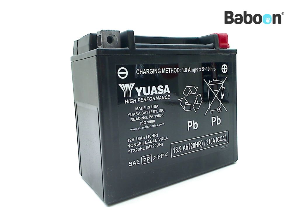 Yuasa-Batterie AGM YTX20HL wartungsfrei, werkseitig aktiviert