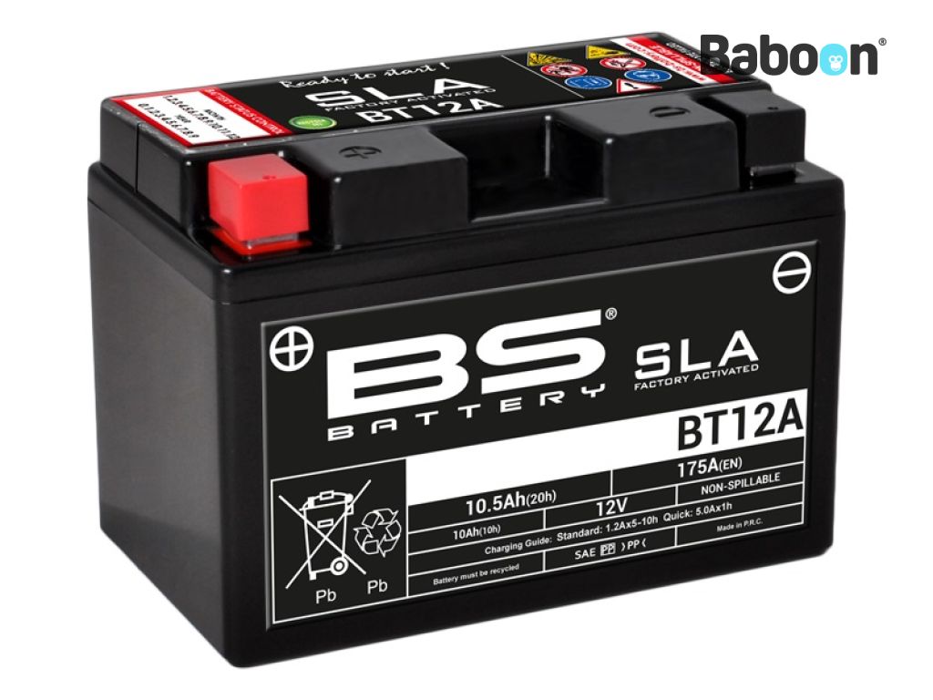 BS Battery Accu AGM BT12A (YT12A) SLA Esente da manutenzione attivato in fabbrica