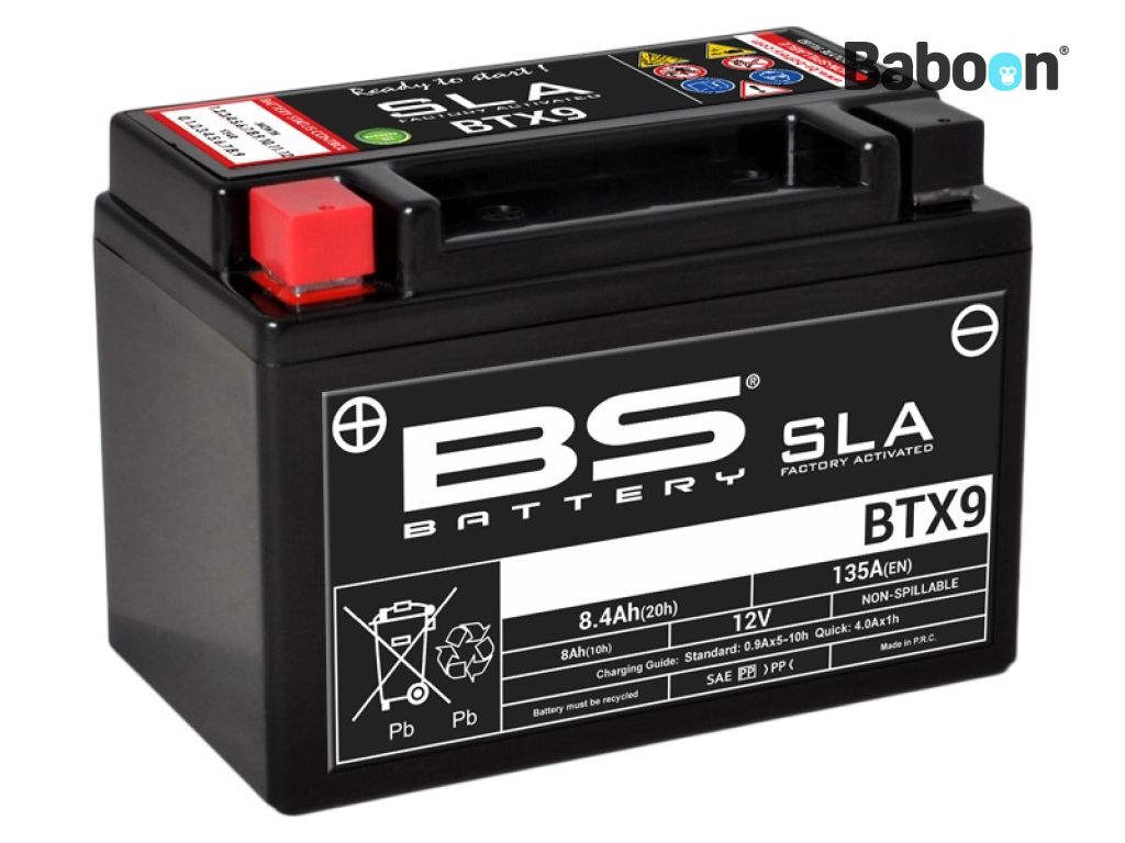 BS Battery Accu AGM BTX9 (YTX9) SLA Maintenance-free factory activated