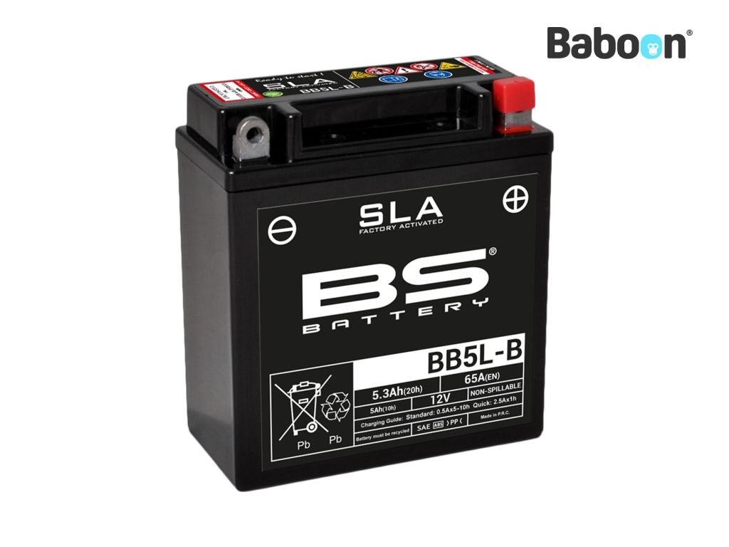 BS Battery Accu AGM BB5L-B (YB5L-B) SLA Underhållsfri fabriksaktiverad