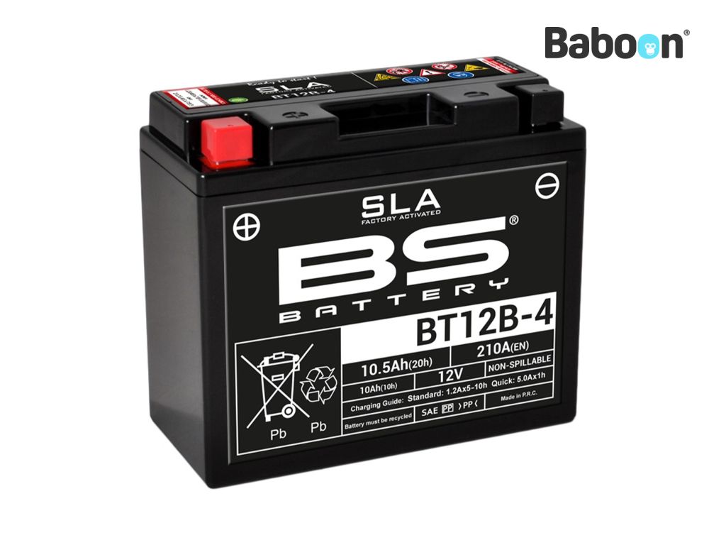 Bateria BS Accu AGM BT12B-4 (YT12B) SLA sem manutenção ativado de fábrica