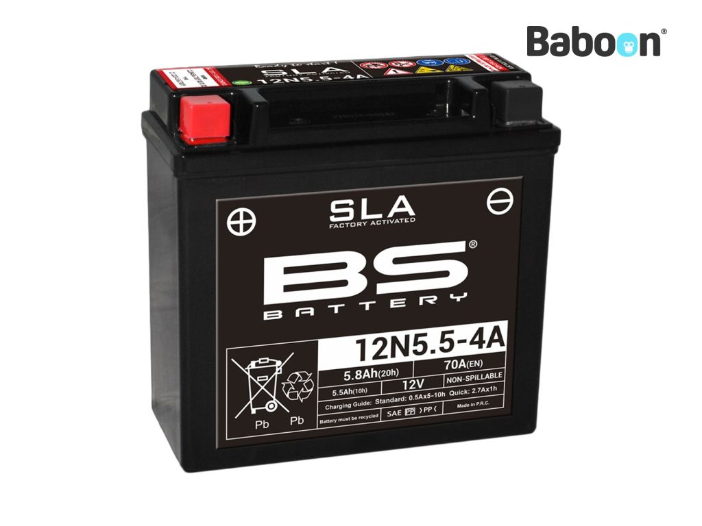 Baterie BS Accu AGM 12N5.5-4A SLA Fără întreținere activată din fabrică