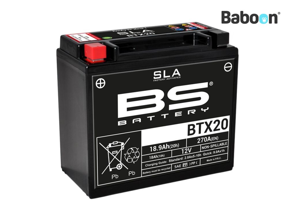 BS Battery Accu AGM BTX20 (YTX20) SLA Sans entretien activé en usine
