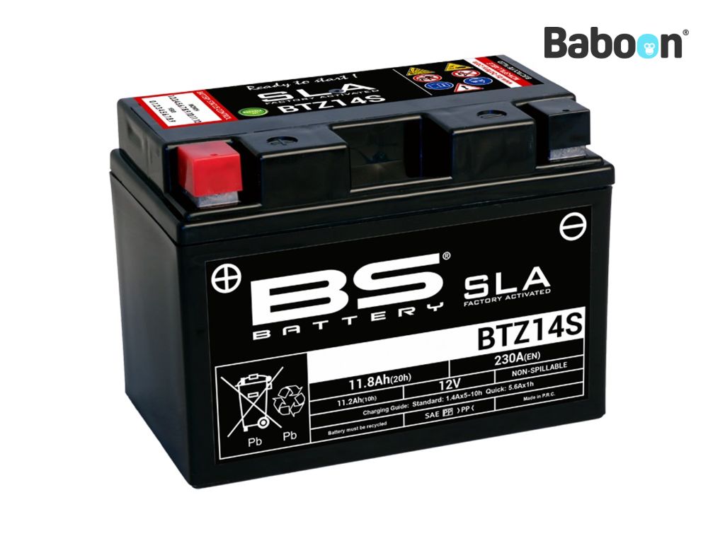 Bateria BS Accu AGM BTZ14S (YTZ14S) SLA sem manutenção ativado de fábrica