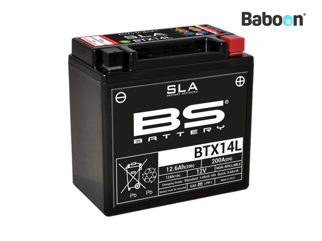 BS Battery Accu AGM BTX14L (YTX14L) SLA Huoltovapaa tehdas aktivoitu