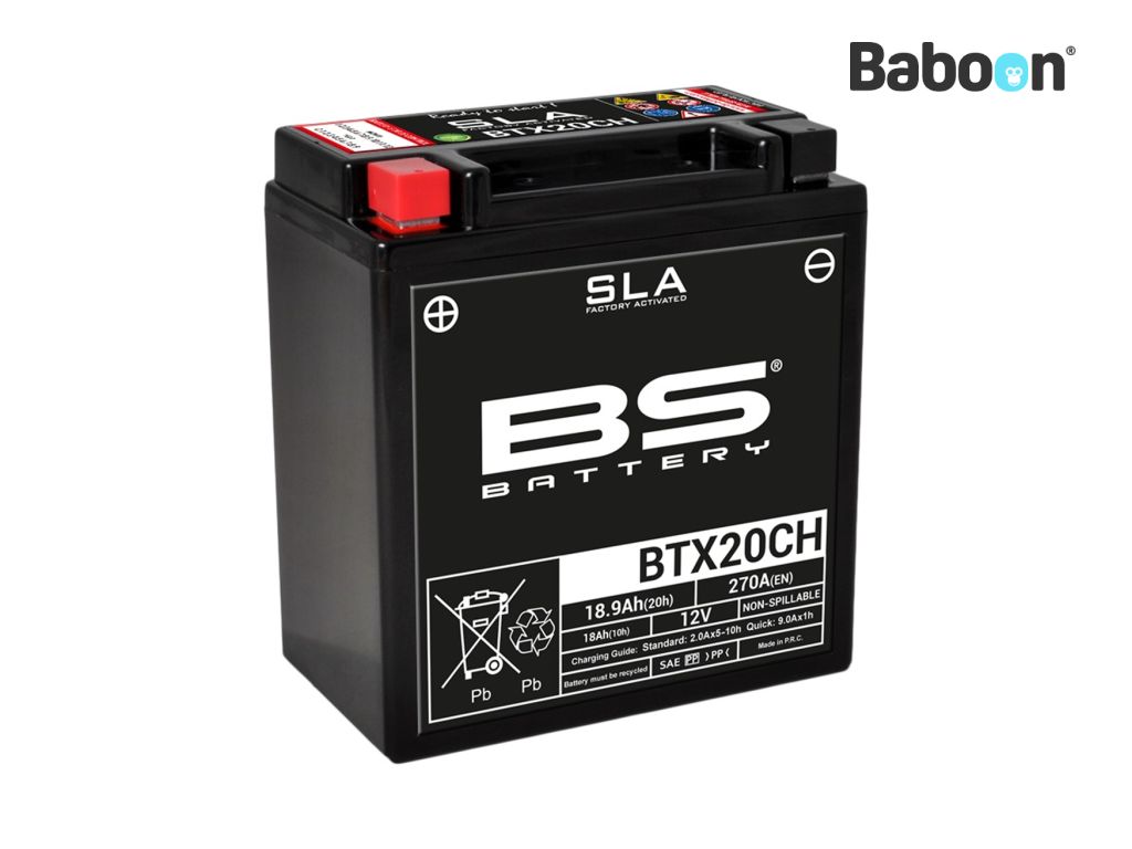 BS Batterie Akku AGM BTX20CH (YTX20CH) SLA Wartungsfrei ab Werk aktiviert