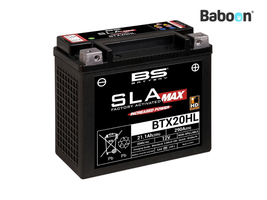 BS Battery Accu AGM BTX20HL (YTX20HL) SLA Max Maintenance-free factory activated