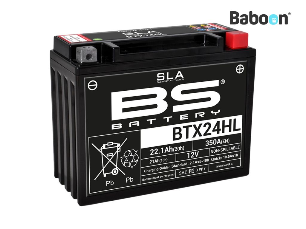 Baterie BS Baterie AGM BTX24HL (YTX24HL) SLA Bezúdržbová továrna aktivována