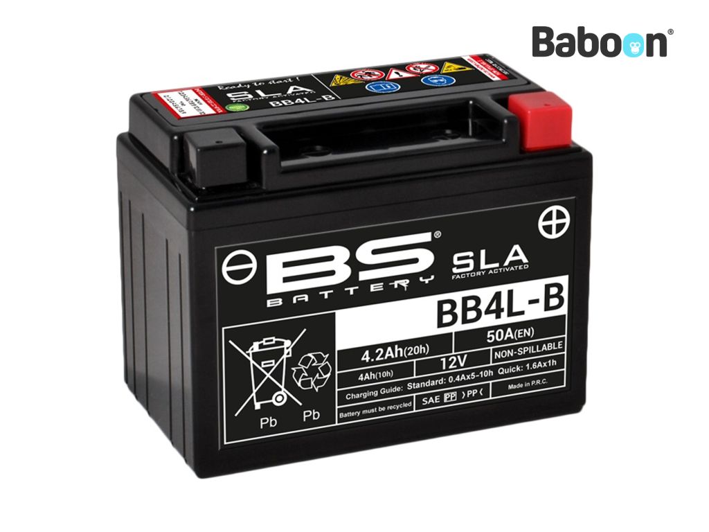 BS Battery Accu AGM BB4L-B (YB4L-B) SLA Onderhoudsvrij fabriek geactiveerd 