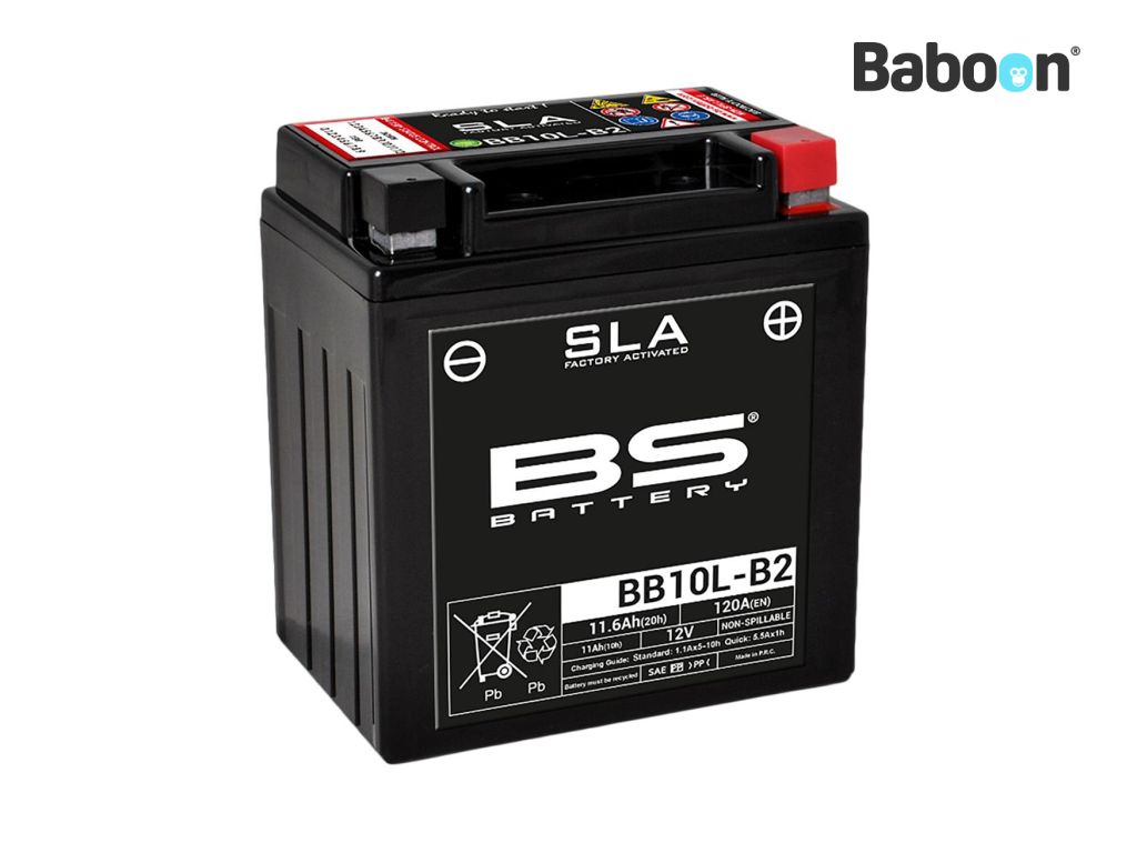 BS Batería Accu AGM BB10L-B2 (YB10L-B2) SLA Sin mantenimiento activado de fábrica