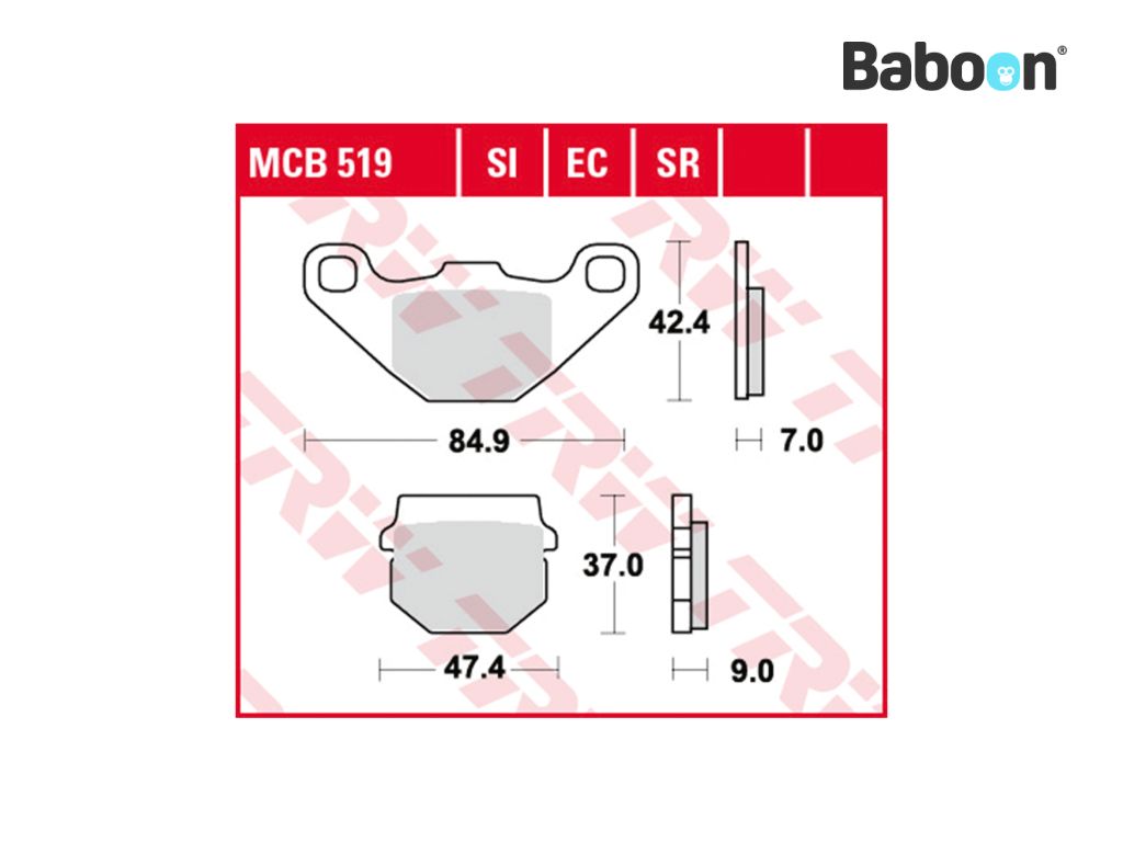 TRW Kit de plaquettes de frein avant / arrière MCB519 organique