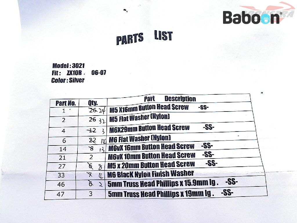 Kawasaki ZX 10 R 2006-2007 (NINJA ZX-10R ZX1000D) Fairing