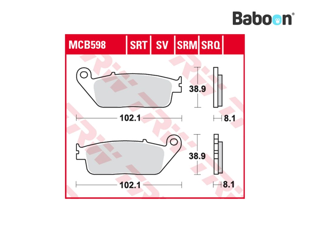 TRW Jeu de plaquettes de frein avant / arrière MCB598 Biologique