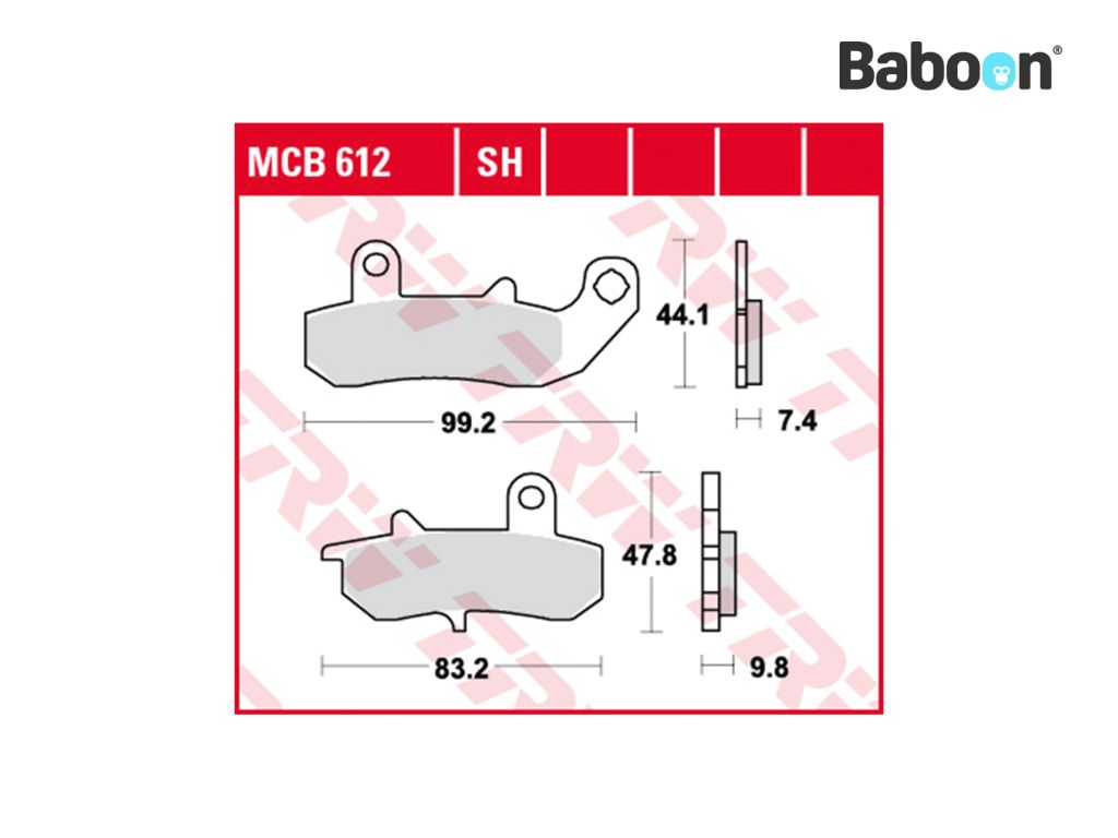 TRW Komplet klocków hamulcowych Tył MCB612SH Spiekane