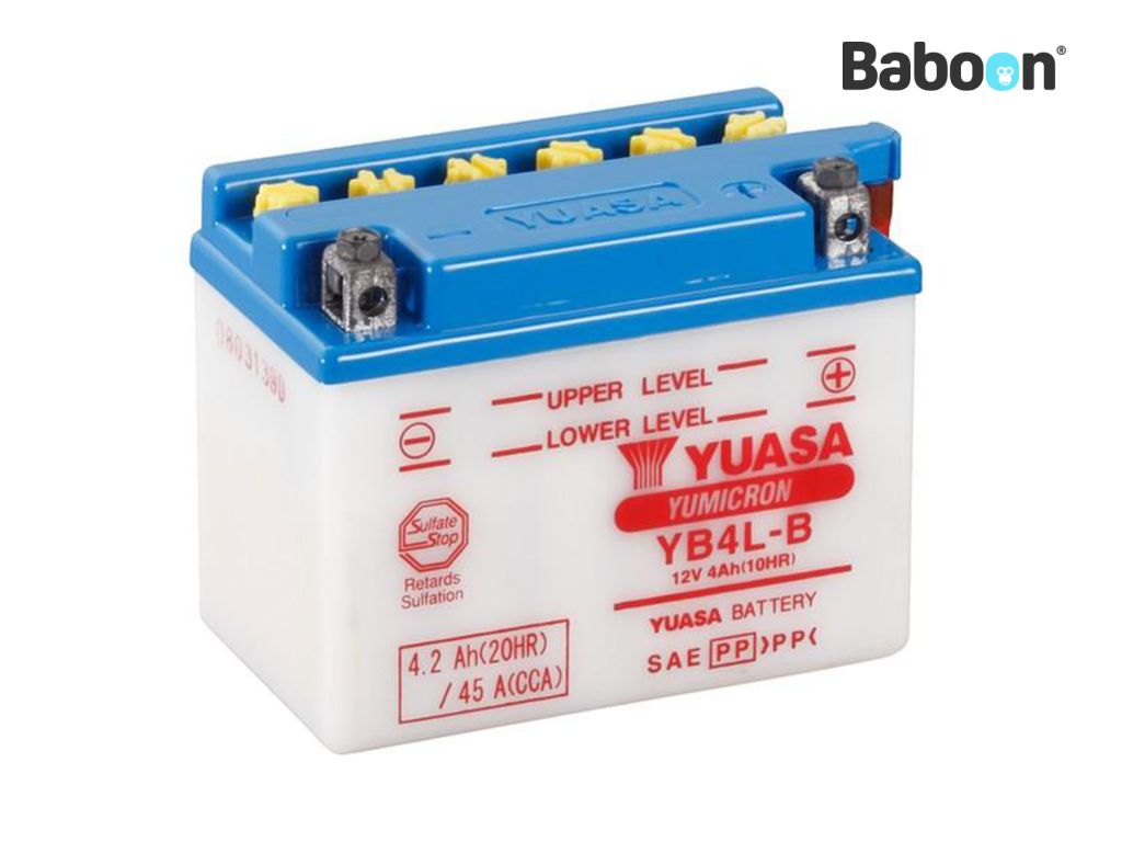 Bateria Yuasa convencional YB4L-B sem pacote de ácido de bateria