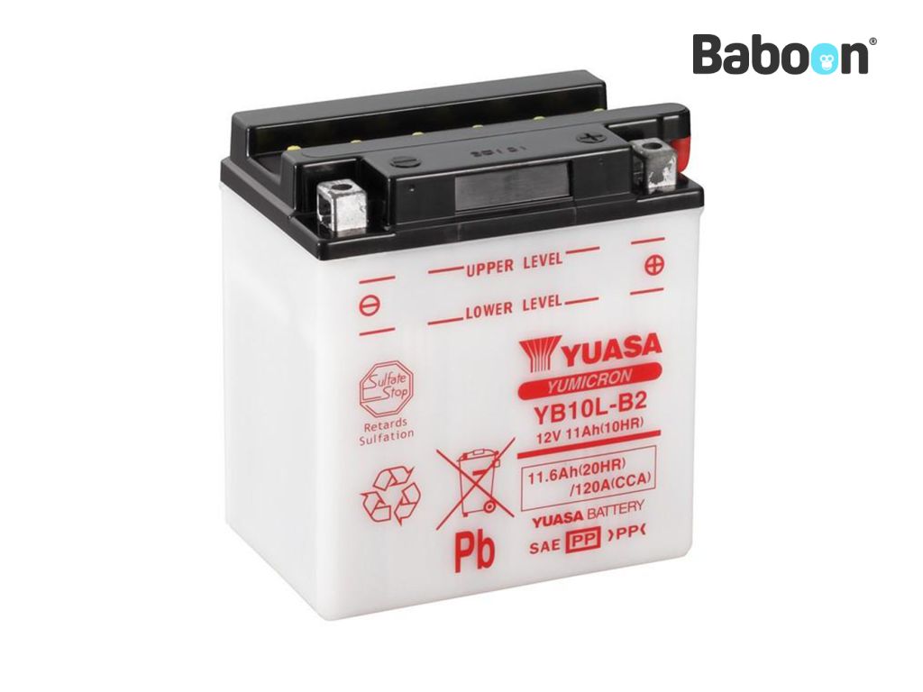 Batería Yuasa convencional YB10L-B2 sin paquete de ácido de batería