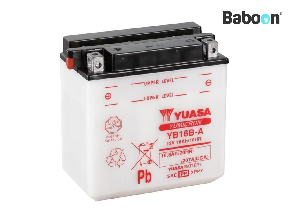 Bateria Yuasa convencional YB16B-A sem pacote de ácido de bateria