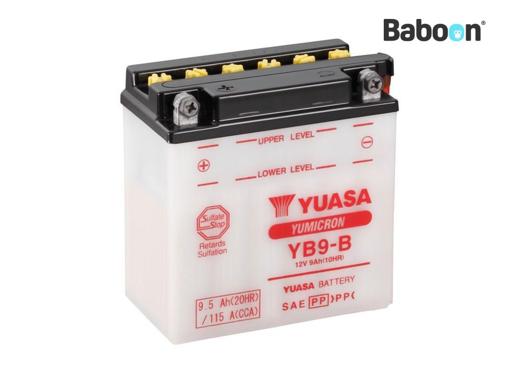 Batterie Yuasa conventionnelle YB9-B sans emballage d'acide de batterie