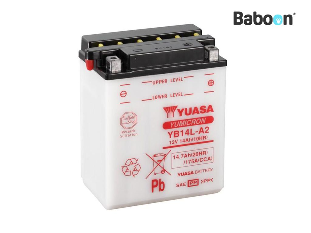 Bateria Yuasa convencional YB14L-A2 sem ácido de bateria