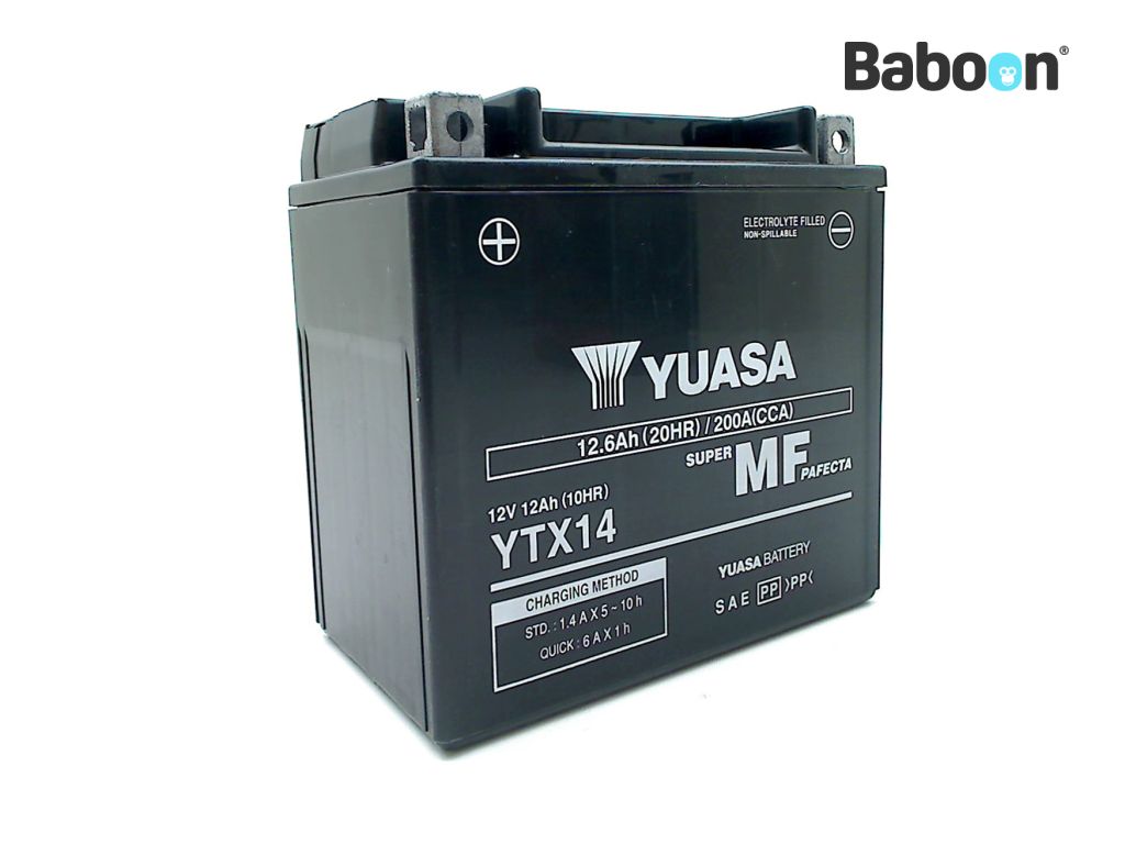 Yuasa Batteri AGM YTX14 Underhållsfri Fabriksaktiverad