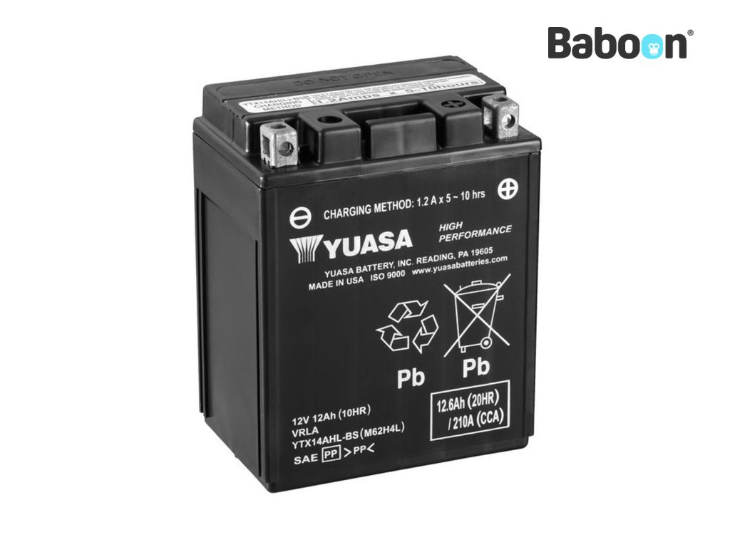 YUASA YTX14AHL-BS Battery Maintenance Free Delivered with Acid Pack