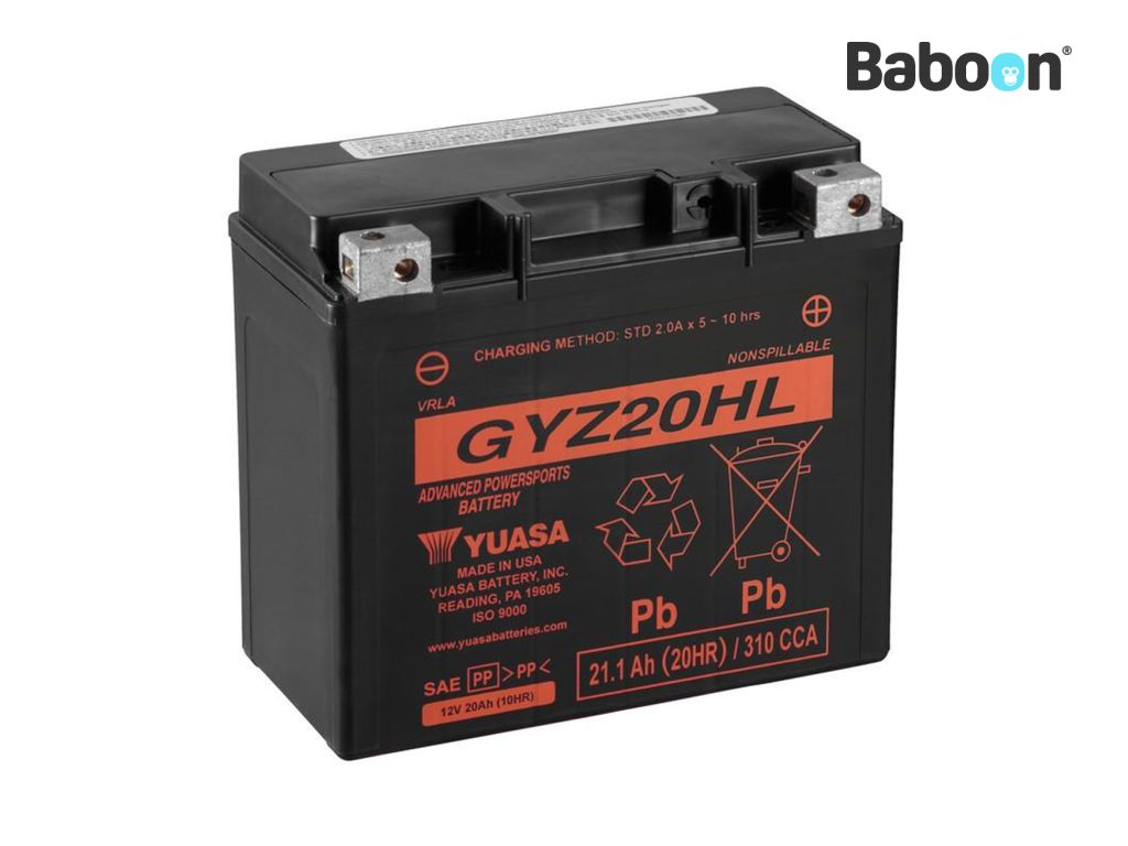 Batería Yuasa AGM GYZ20HL activada de fábrica