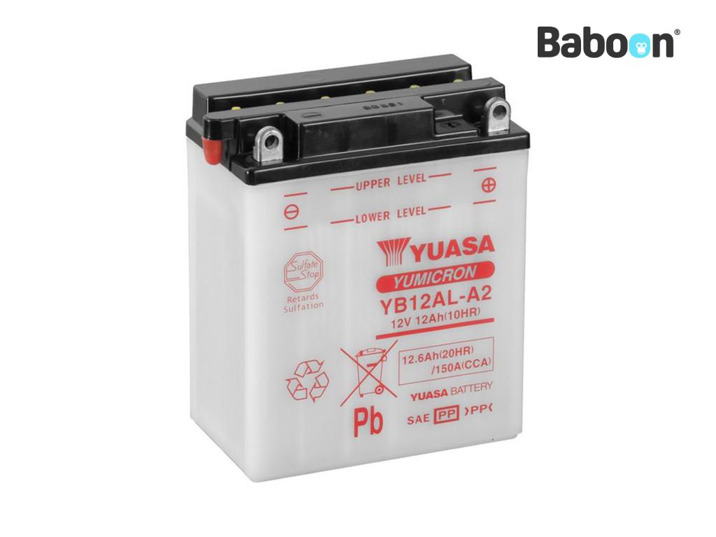 Yuasa Battery konventionell YB12AL-A2 utan batteripaket