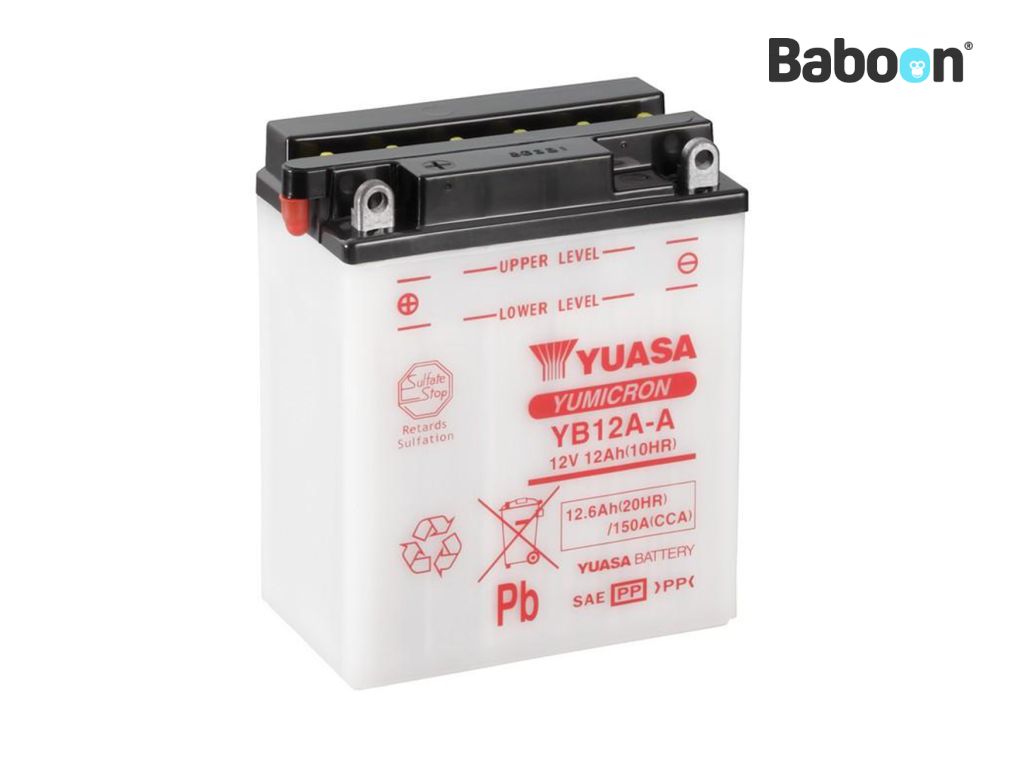 Batería Yuasa convencional YB12A-A sin paquete de ácido de batería