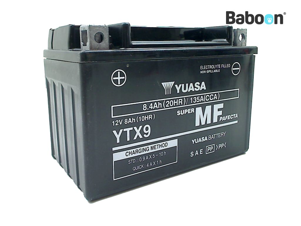 Yuasa-Batterie AGM YTX9 wartungsfrei, werkseitig aktiviert