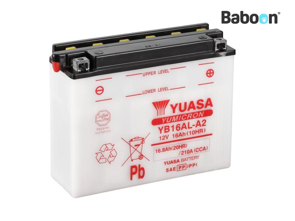 Bateria Yuasa Convencional YB16AL-A2 sem pacote de ácido de bateria