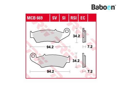 TRW Brake pad set Front / Rear MCB669 Organic | Baboon Motorcycle