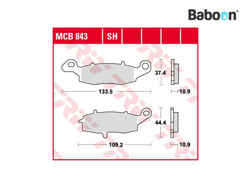 TRW Jeu de plaquettes de frein arrière MCB843SH Biologique