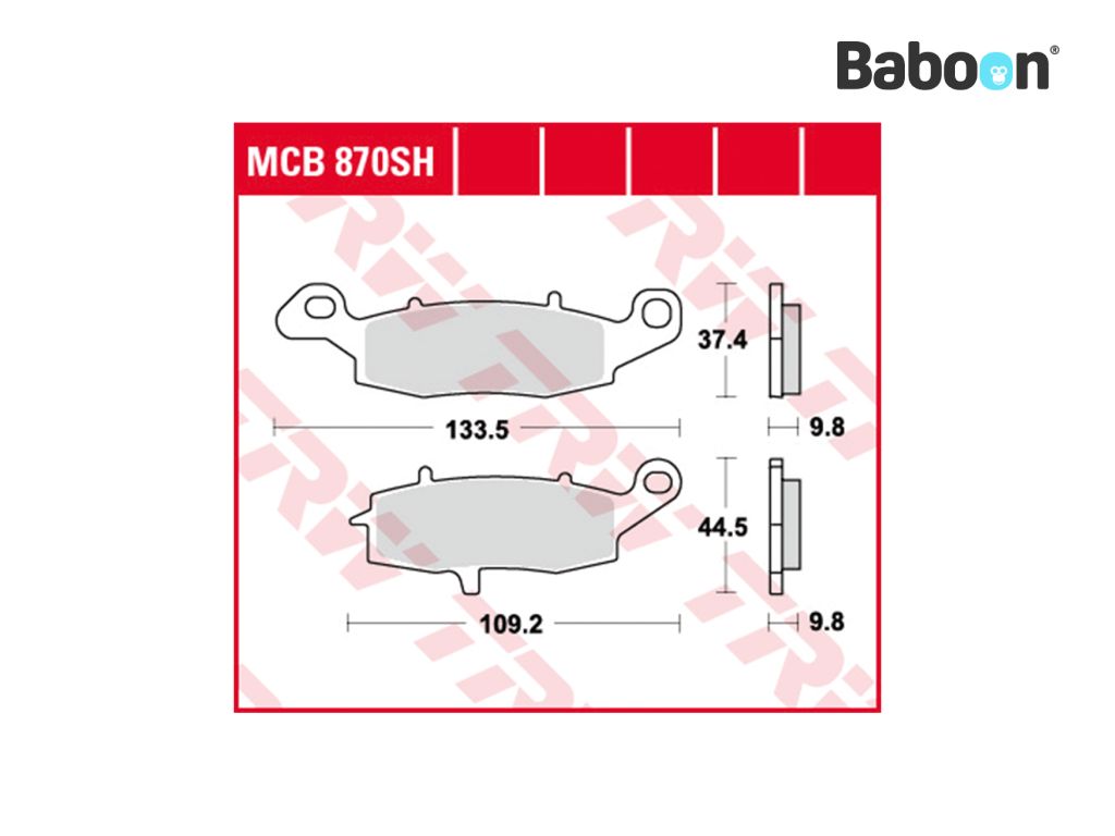 TRW Komplet klocków hamulcowych Tył MCB870SH Organiczny