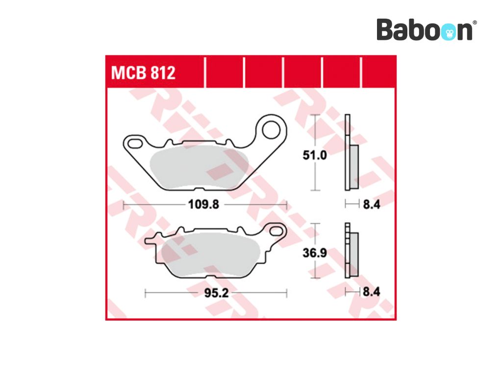 TRW Komplet klocków hamulcowych Przód / Tył MCB812 Organiczny