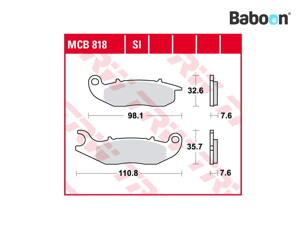 TRW Conjunto de pastilhas de freio frontal MCB818SI Sinterizado