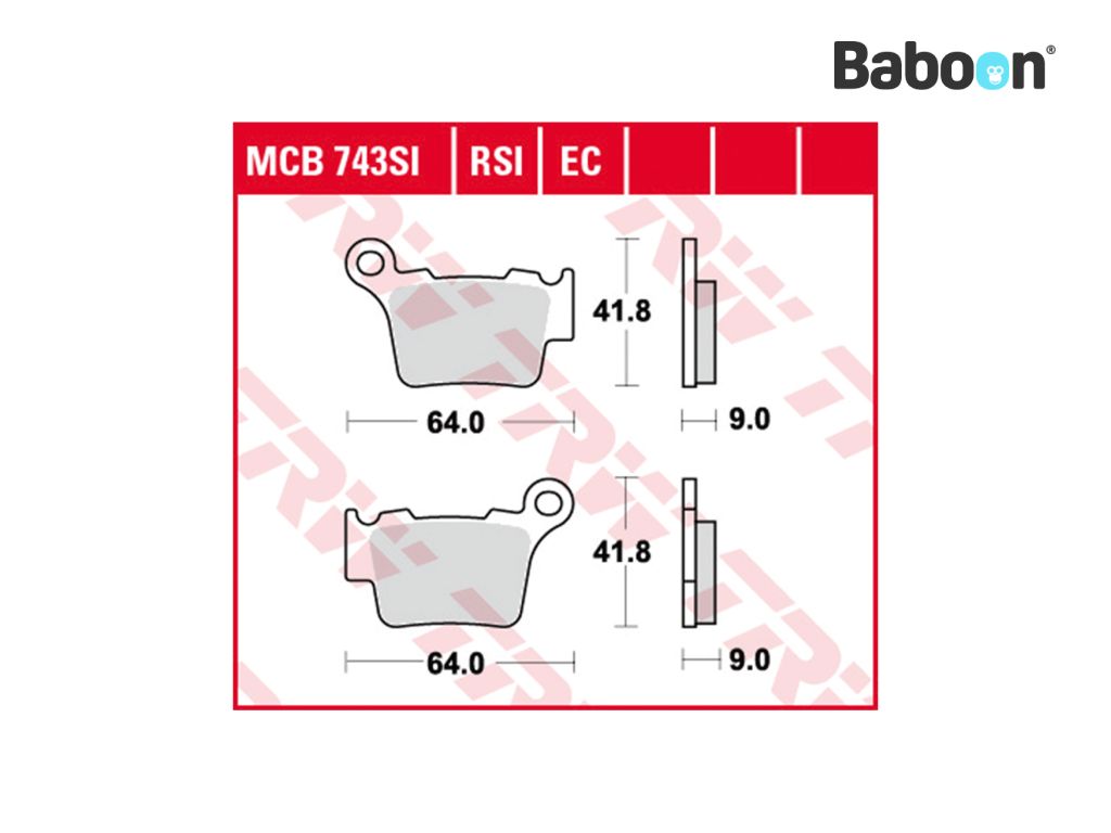 TRW Brake pad set Rear MCB743SI Sintered