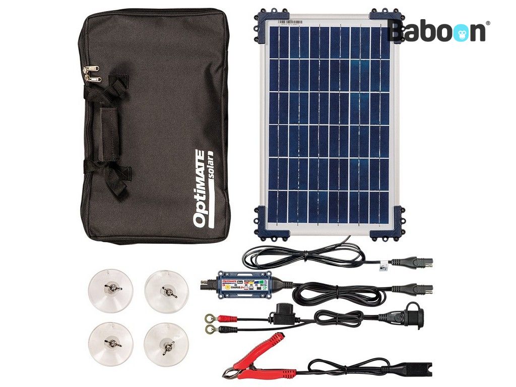 Tecmate Caricabatterie Kit da viaggio Optimate Solar Duo 5A con pannello da 10W
