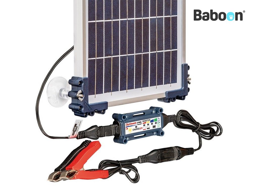 Tecmate Caricabatterie Kit da viaggio Optimate Solar Duo 5A con pannello da 10W