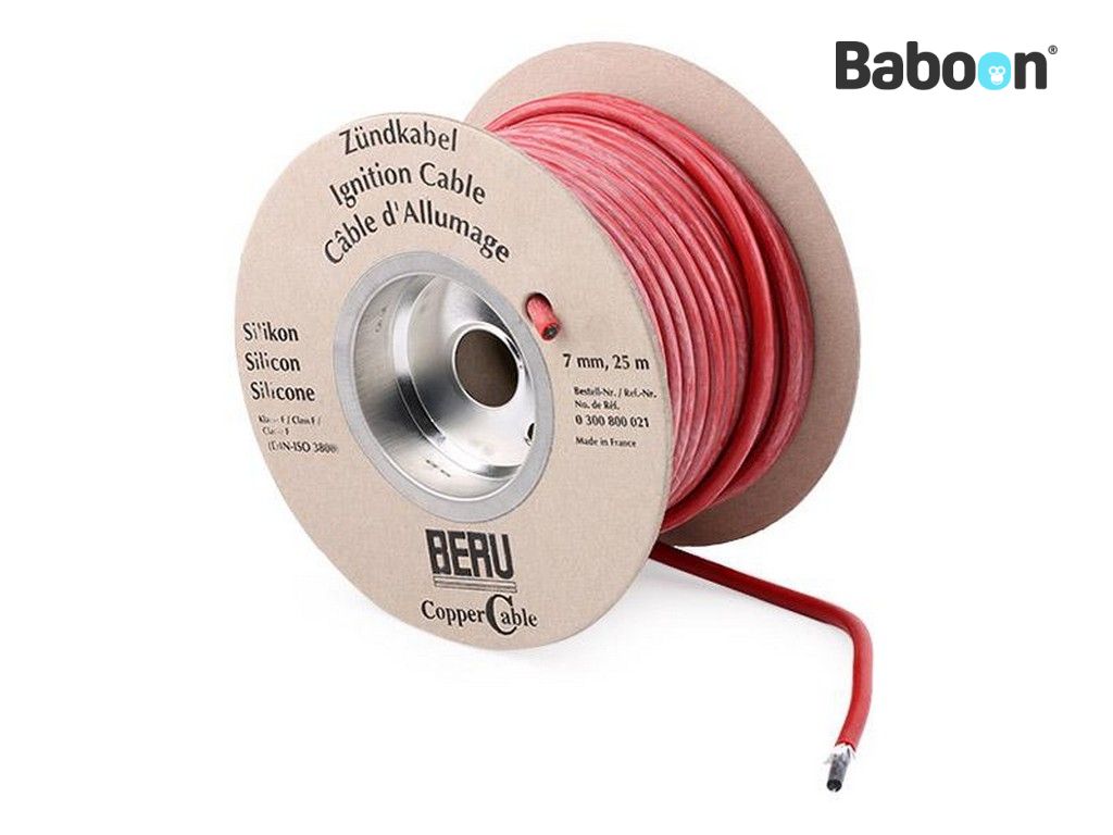 Beru Spark Plug Wire Silicone 7mm Red 1M