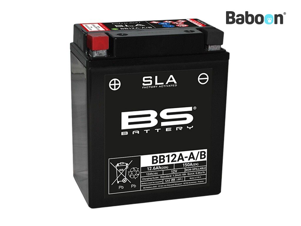 BS Battery baterie AGM BB12A-A/B (YB12A-A/YB12A-B) SLA Bezúdržbový Továrně aktivováno