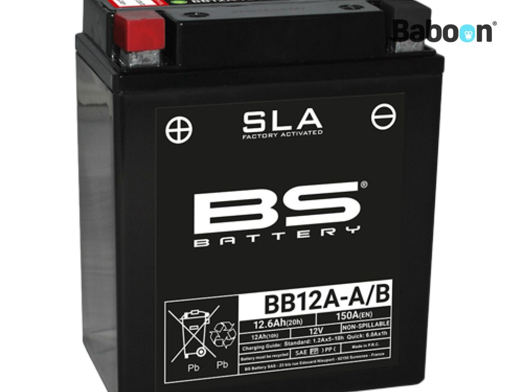 BS Battery Accu AGM BB12A-A/B (YB12A-A/YB12A-B) SLA Onderhoudsvrij Fabriek Geactiveerd  