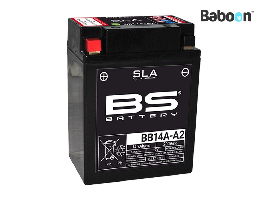 Batterie BS Batterie AGM BB14A-A2 (YB14A-A2) SLA sans entretien activé en usine