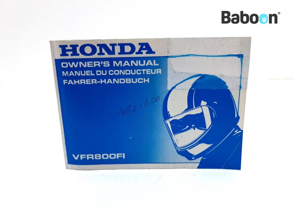 Honda VFR 800 FI 1998-2001 (VFR800FI RC46) Instructie Boek English, French, German (37MBG601)