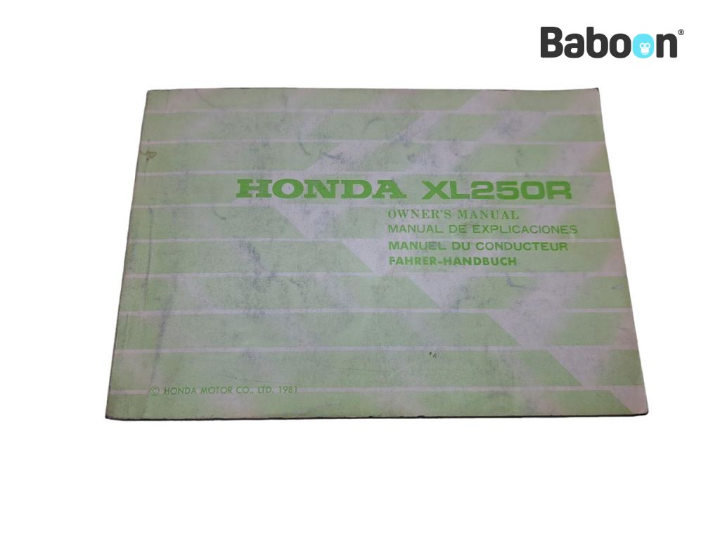 Honda XL 250 R (XL250R) Brugermanual English, French, Spanish, German (36KB700)