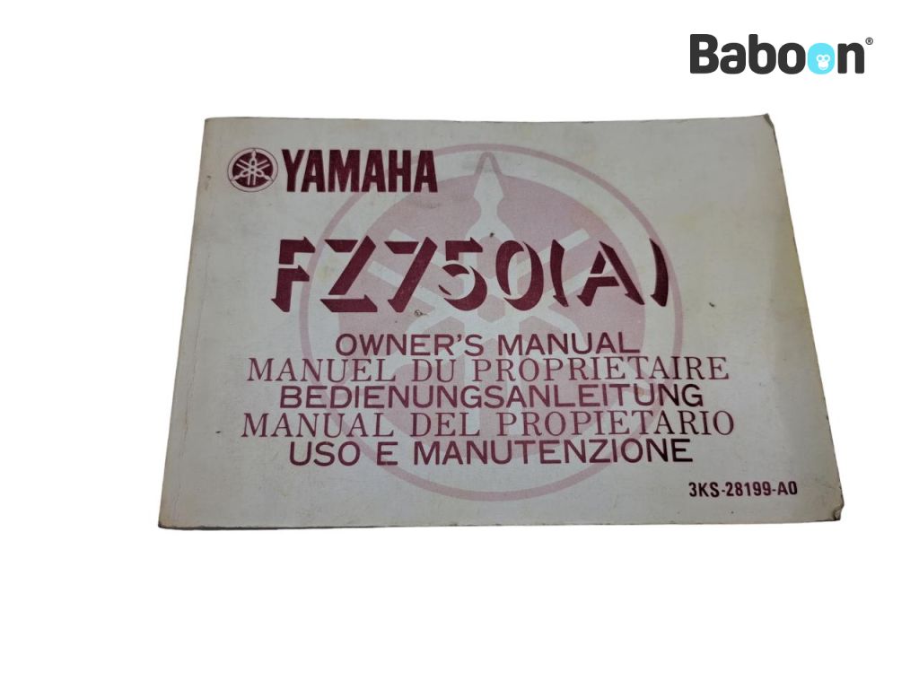 Yamaha FZ 750 1988-1994 (FZ750 2KK 3DX 3KS) Instruktionsbok English, French, German, Italian, Spanish (3KS-28199-A0)