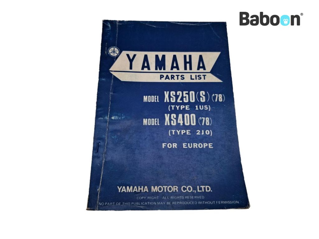 Yamaha XS 250 1977-1980 (XS250) Boek English Parts List (2J0-28198-E5)